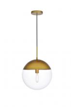 Elegant LD6049BR - Eclipse 1 Light Brass Pendant with Clear Glass