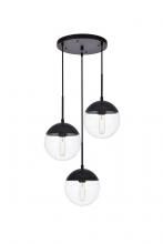  LD6069BK - Eclipse 3 Lights Black Pendant with Clear Glass