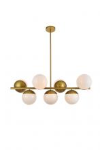 Elegant LD6138BR - Eclipse 7 Lights Brass Pendant with Frosted White Glass