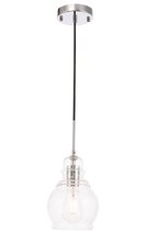  LD6202C - Pierce 1 light Chrome and Clear seeded glass pendant