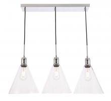  LD6232C - Hugh 3 Light Chrome and Clear Glass Pendant