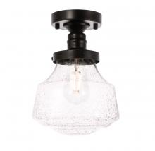  LD6246BK - Lyle 1 Light Black and Clear Seeded Glass Flush Mount