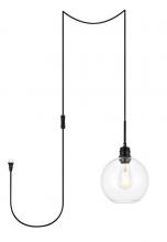  LDPG6204BK - Emett 1 Light Black and Clear Glass Plug in Pendant