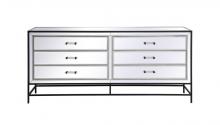  MF73672BK - James 72 In. Mirrored Six Drawer Chest in Black