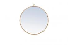  MR4052BR - Metal Frame Round Mirror with Decorative Hook 24 Inch Brass Finish