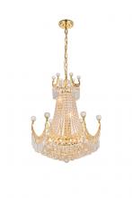  V8949D20G/RC - Corona 9 Light Gold Chandelier Clear Royal Cut Crystal