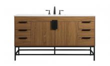  VF48860WB - 60 Inch Single Bathroom Vanity in Walnut Brown