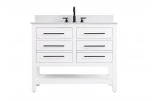  VF60542WH-BS - 42 inch Single Bathroom Vanity in White with backsplash