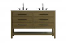  VF60554DMCB - 54 inch Double Bathroom Vanity in Chestnut Brown