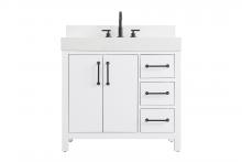  VF60636WH-BS - 36 inch Single Bathroom Vanity In White with backsplash