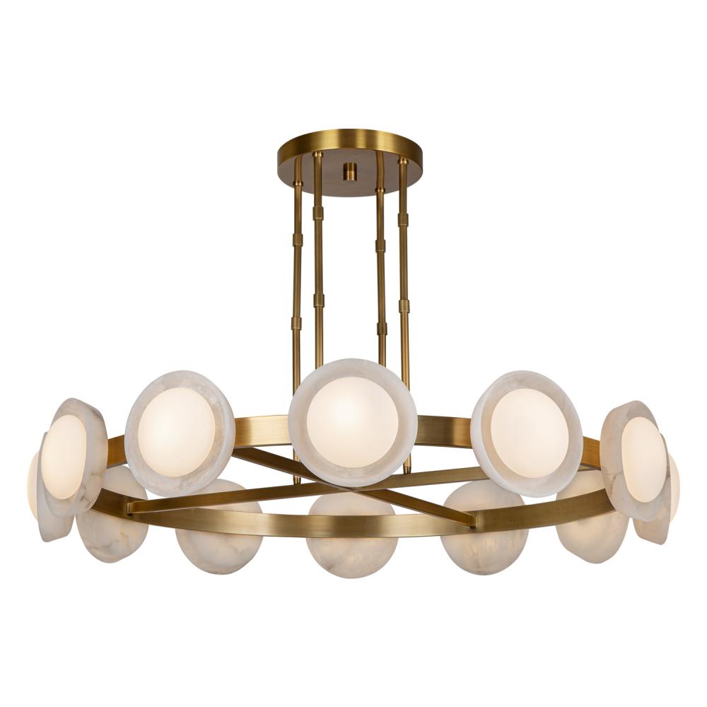 Alonso 50-in Vintage Brass/Alabaster LED Chandeliers