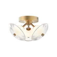  FM417604BGCR-UNV - Hera 12-in Brushed Gold/Clear Ribbed Glass LED Flush Mount