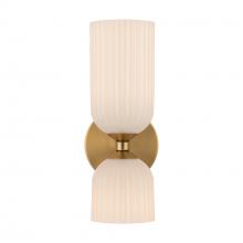  WV442612BGGR - Nelly 12-in Brushed Gold/Glossy Ribbed Opal Glass Socket Wall/Vanity Light