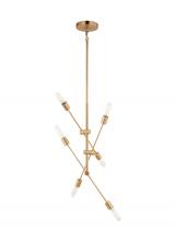 Visual Comfort & Co. Studio Collection 3100506-848 - Axis modern 6-light indoor dimmable medium chandelier in satin brass gold finish