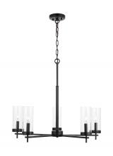 Visual Comfort & Co. Studio Collection 3190305EN-112 - Zire dimmable indoor LED 5-light chandelier in a midnight black finish with clear glass shades