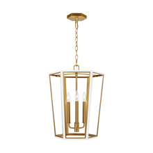 Visual Comfort & Co. Studio Collection AC1083MWTBBS - Curt traditional dimmable indoor small 3-light lantern chandelier in a matte white finish with gold