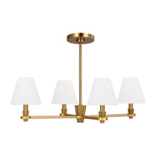 Visual Comfort & Co. Studio Collection AC1114BBS - Paisley transitional dimmable indoor medium 4-light chandelier in a burnished brass finish with whit
