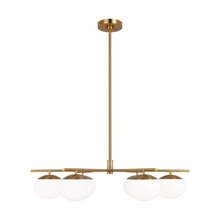 Visual Comfort & Co. Studio Collection EC1246BBS - Lune modern large indoor dimmable 6-light chandelier in a burnished brass finish and milk white glas