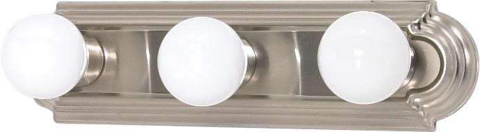 3-Light Racetrack Style Vanity Light Fixture in Brushed Nickel Finish and (3) 15W GU24 Lamps