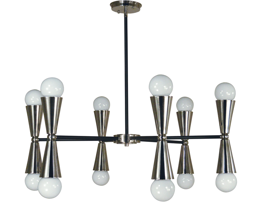 12-Light Satin Brass/Matte Black Equinox Chandelier