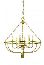  5680 BR - 6-Light Brushed Brass Town Dining Chandelier