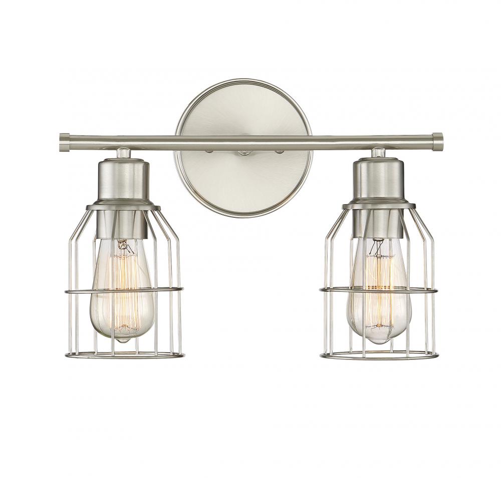 2-Light Bathroom Vanity Light in Brushed Nickel