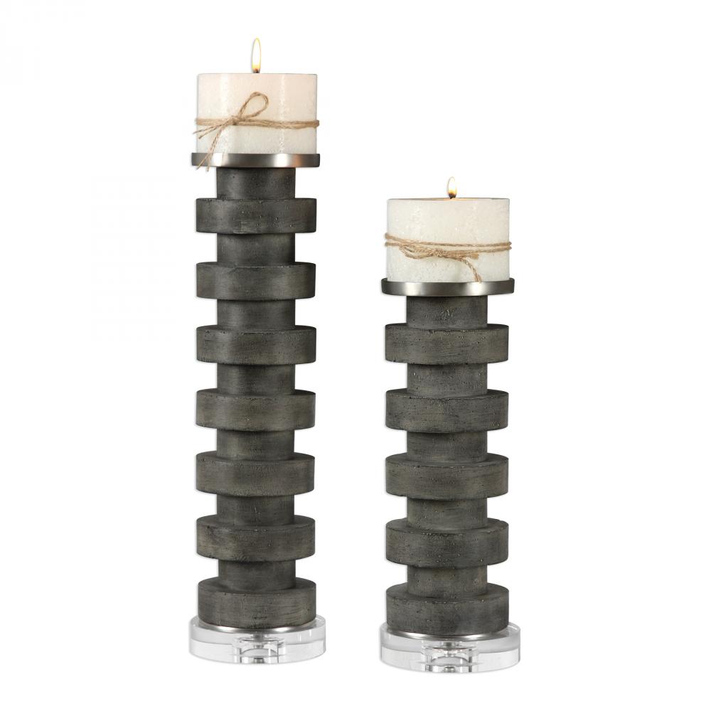 Uttermost Karun Concrete Candleholders S/2