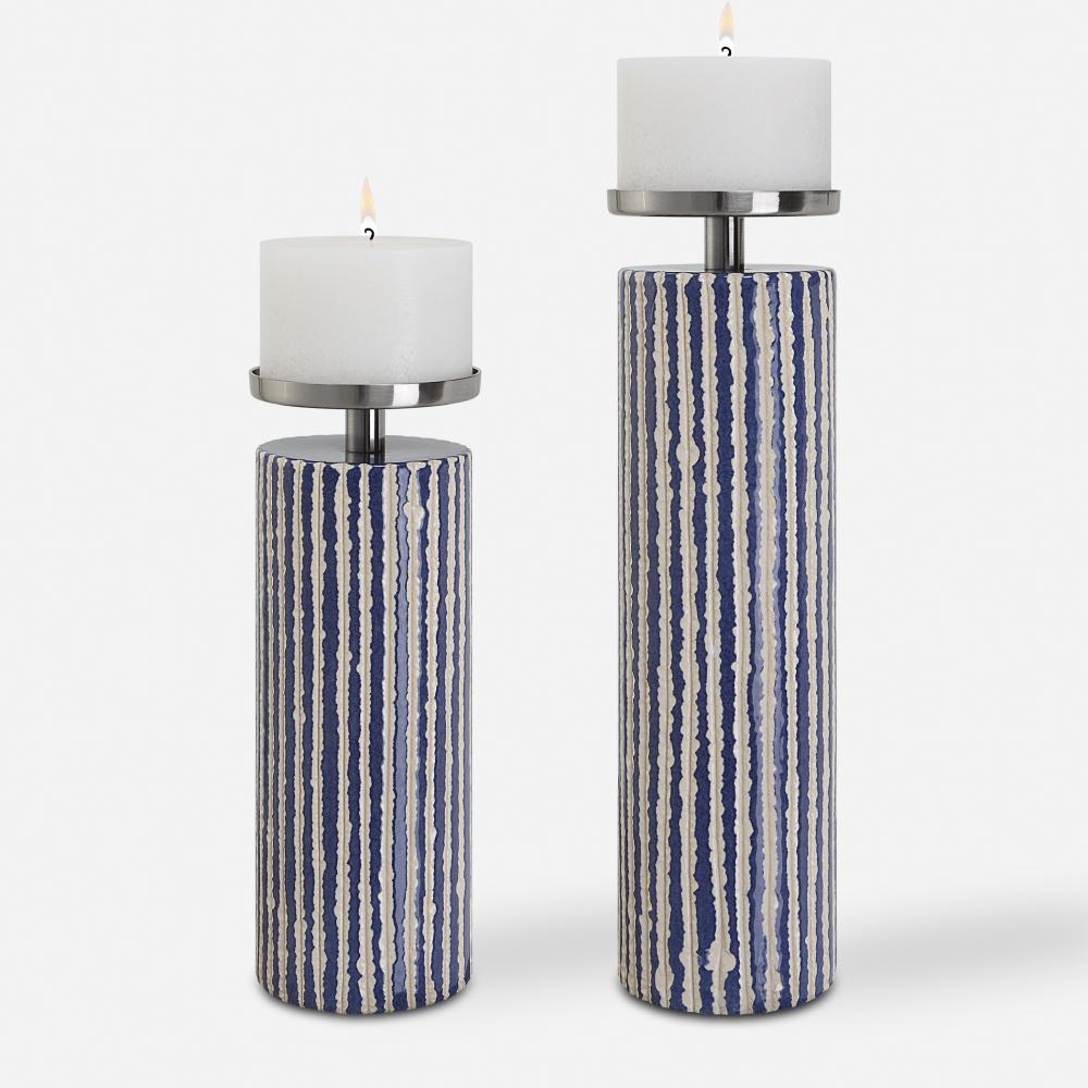 Uttermost Havana Blue Candleholders, S/2