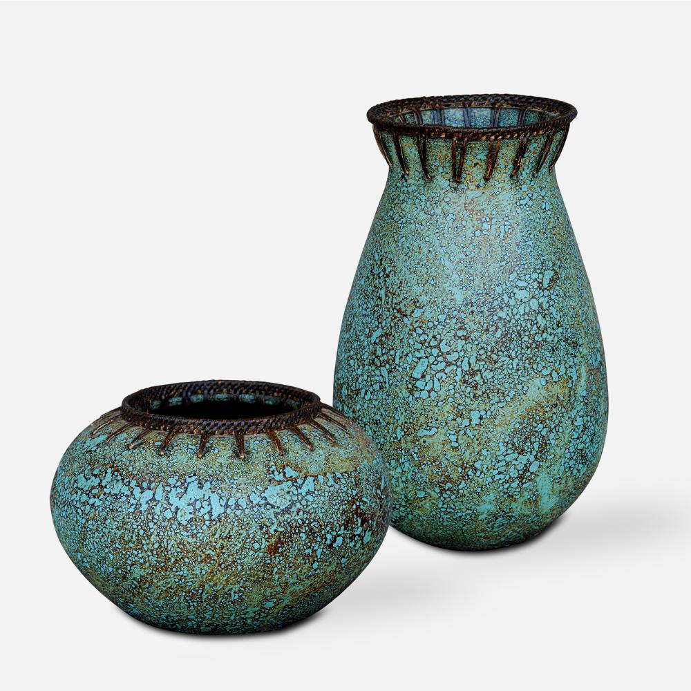 Uttermost Bisbee Turquoise Vases, S/2