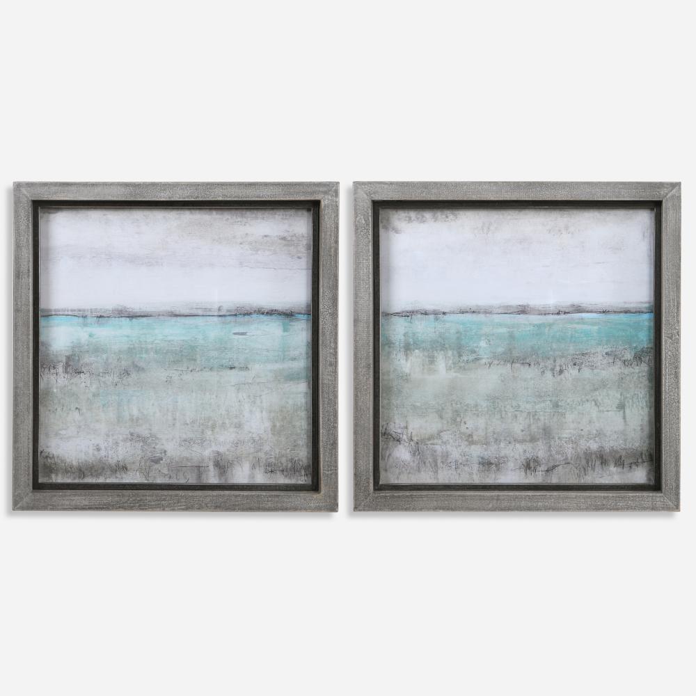 Uttermost Aqua Horizon Framed Prints, Set/2