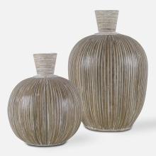  17990 - Islander White Washed Vases, S/2