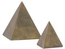 Currey 1200-0274 - Mandir Brass Pyramid Set of 2