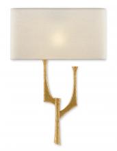  5000-0183 - Bodnant Gold Wall Sconce, White Shade, Left